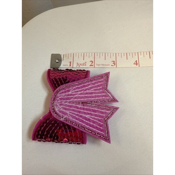 PINK SEQUIN DIMENSIONAL BOW Iron On Patch Applique Trims - Picture 7 of 12